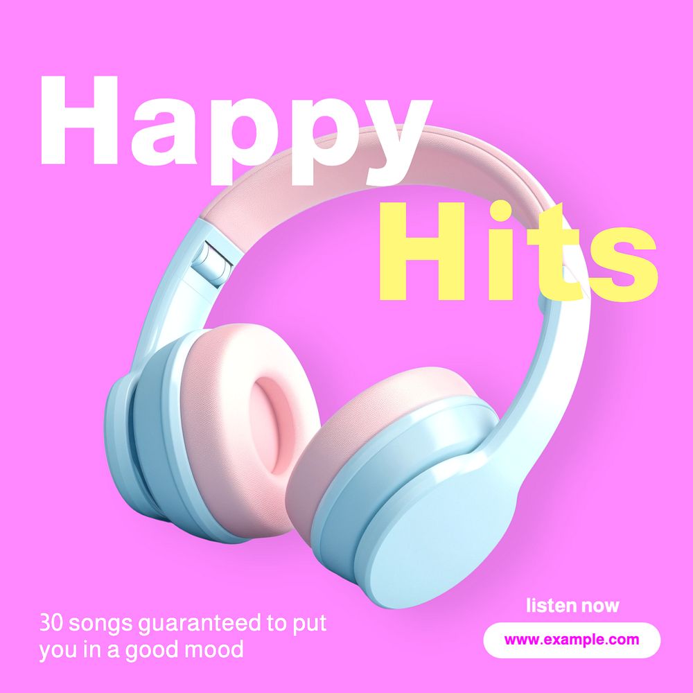 Happy hit music Instagram post template, editable text