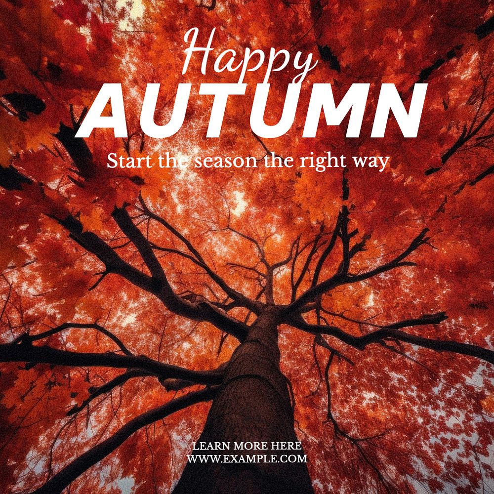 Happy autumn Instagram post template, editable text