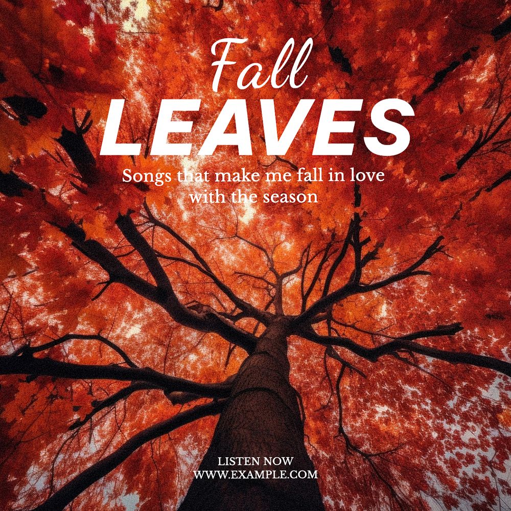 Fall playlist Instagram post template, editable text