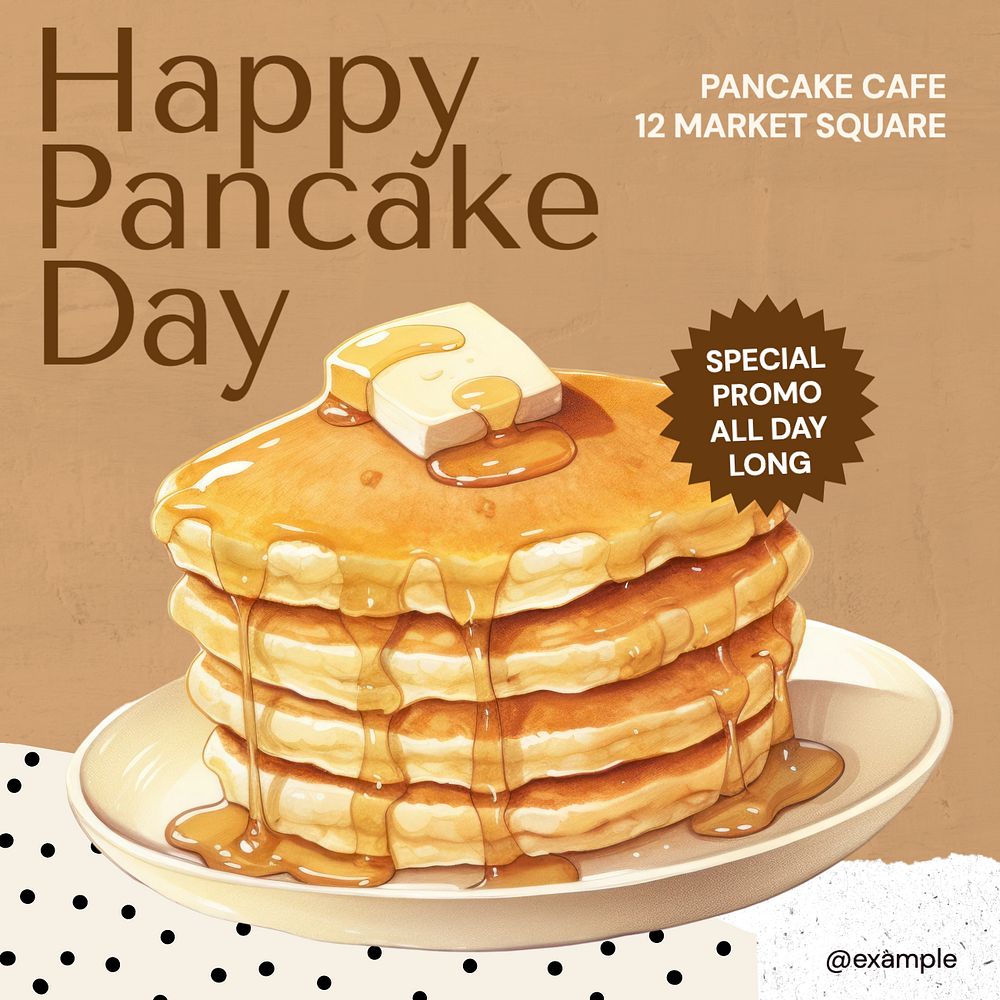 Pancake day Instagram post template, editable text