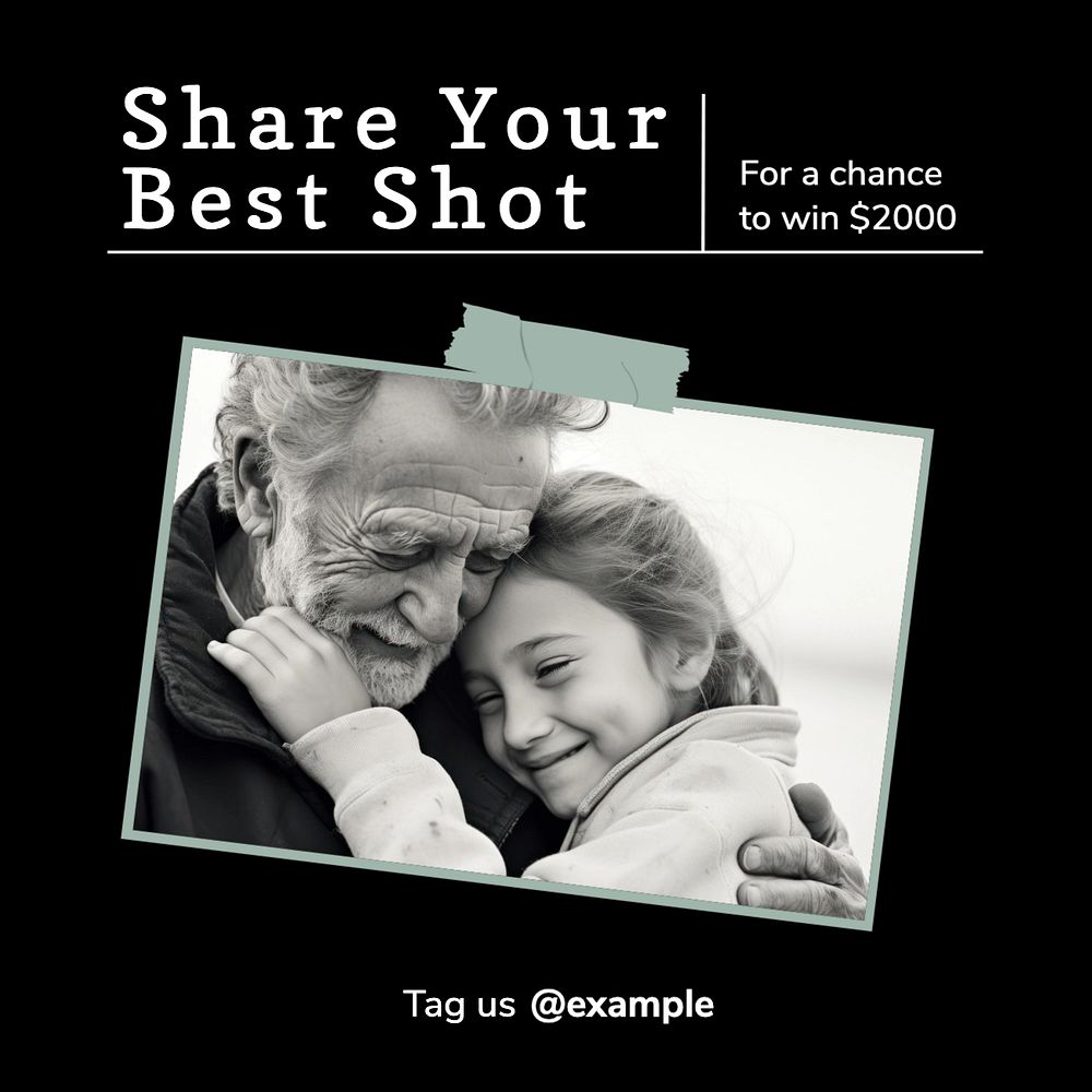 Photo contest Instagram post template, editable text