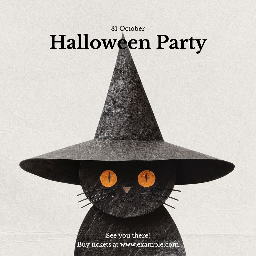 Halloween party invite Instagram post template, editable text