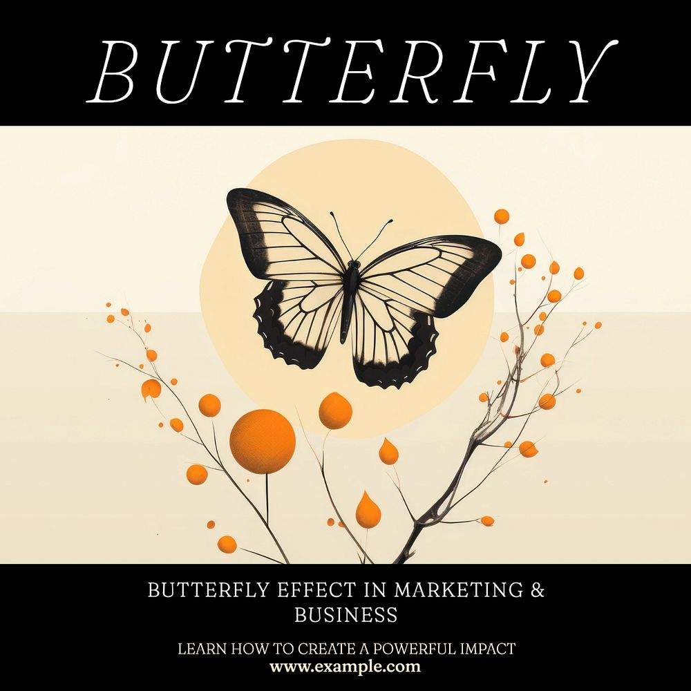 Butterfly effect Instagram post template, editable text