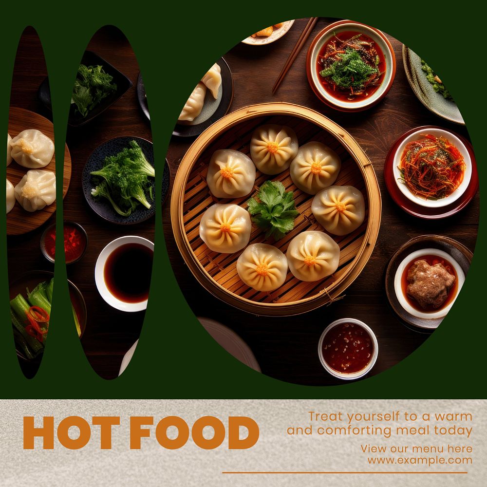 Hot food Instagram post template, editable text