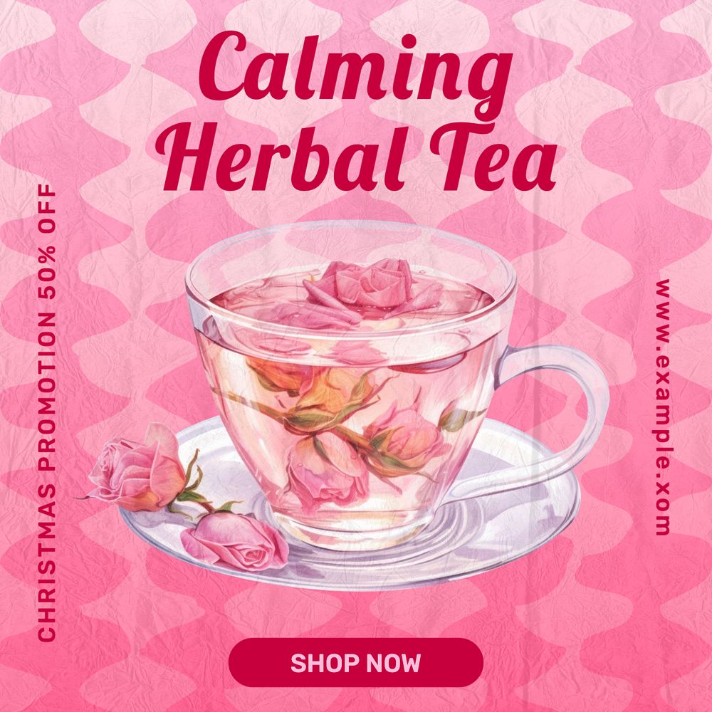 Calming herbal tea Instagram post template, editable text