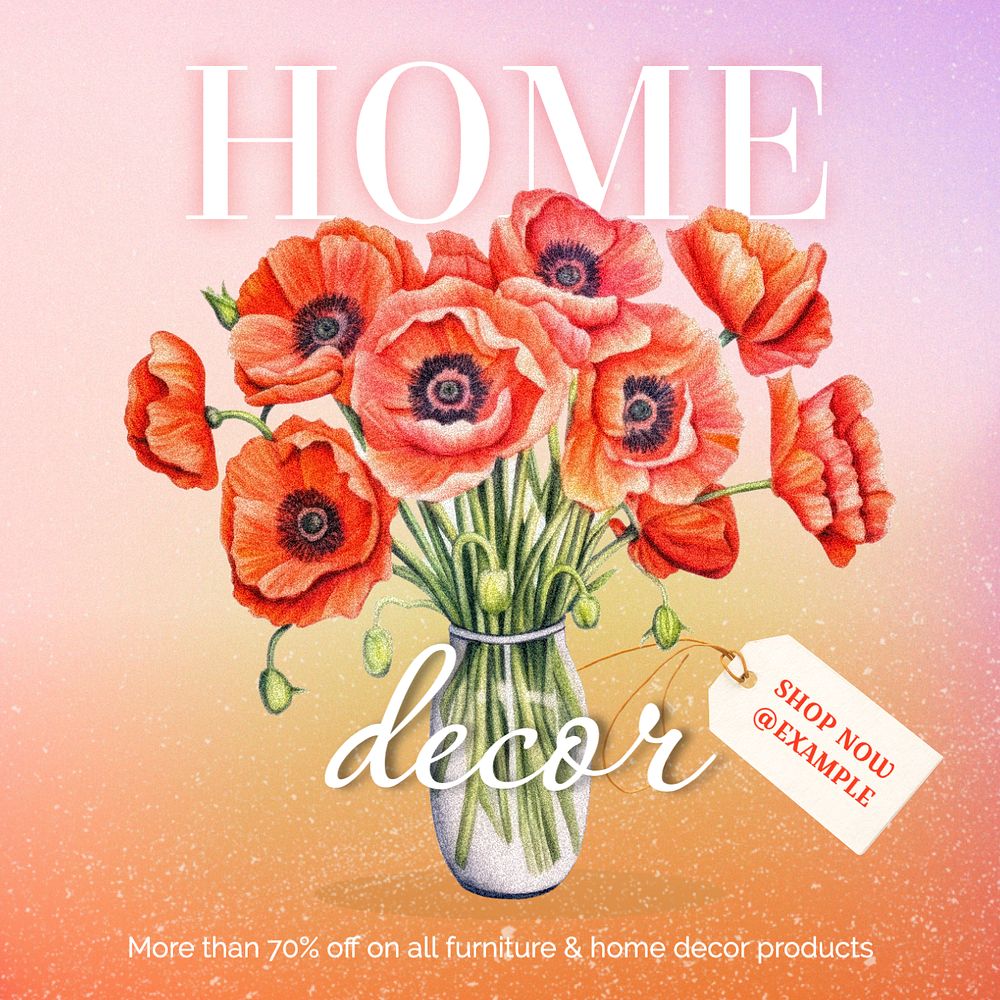 Home decor Instagram post template, editable text