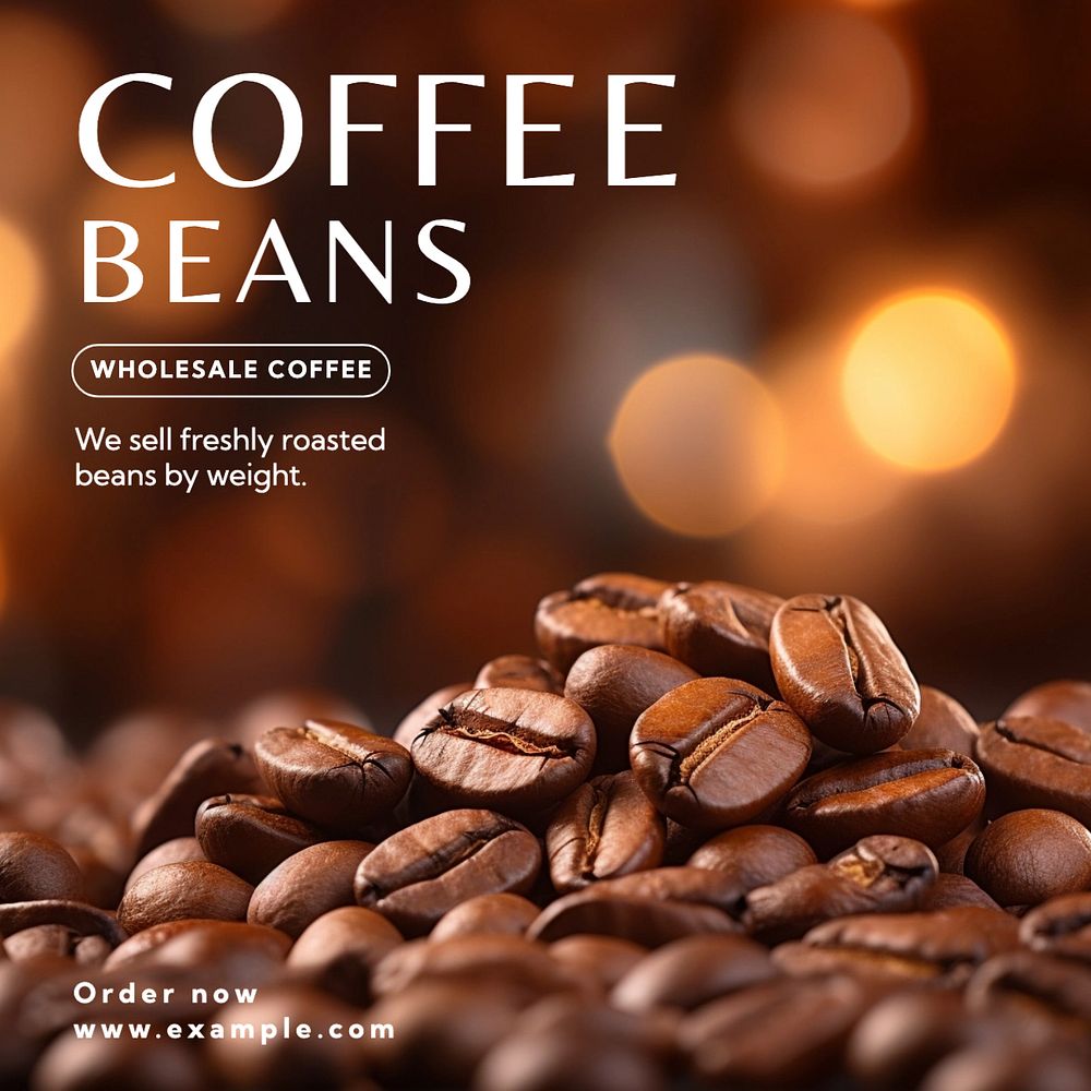 Coffee beans Instagram post template, editable text