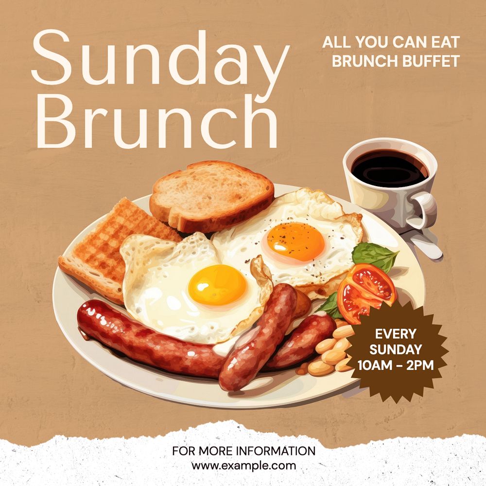 Sunday brunch Instagram post template, editable text