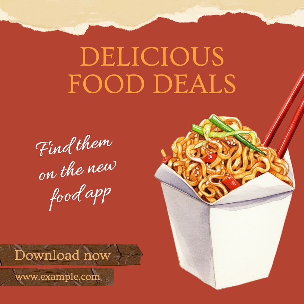 Food app Instagram post template, editable text