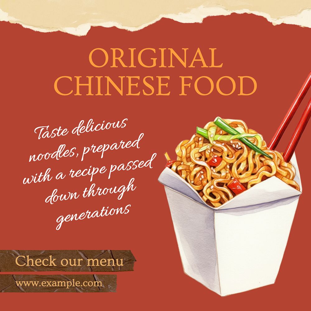 Original Chinese food Instagram post template, editable text