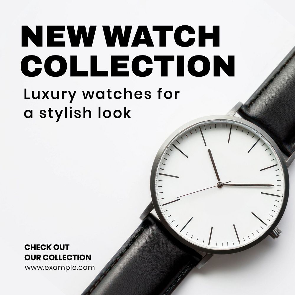 Watch fashion collection Instagram post template, editable text