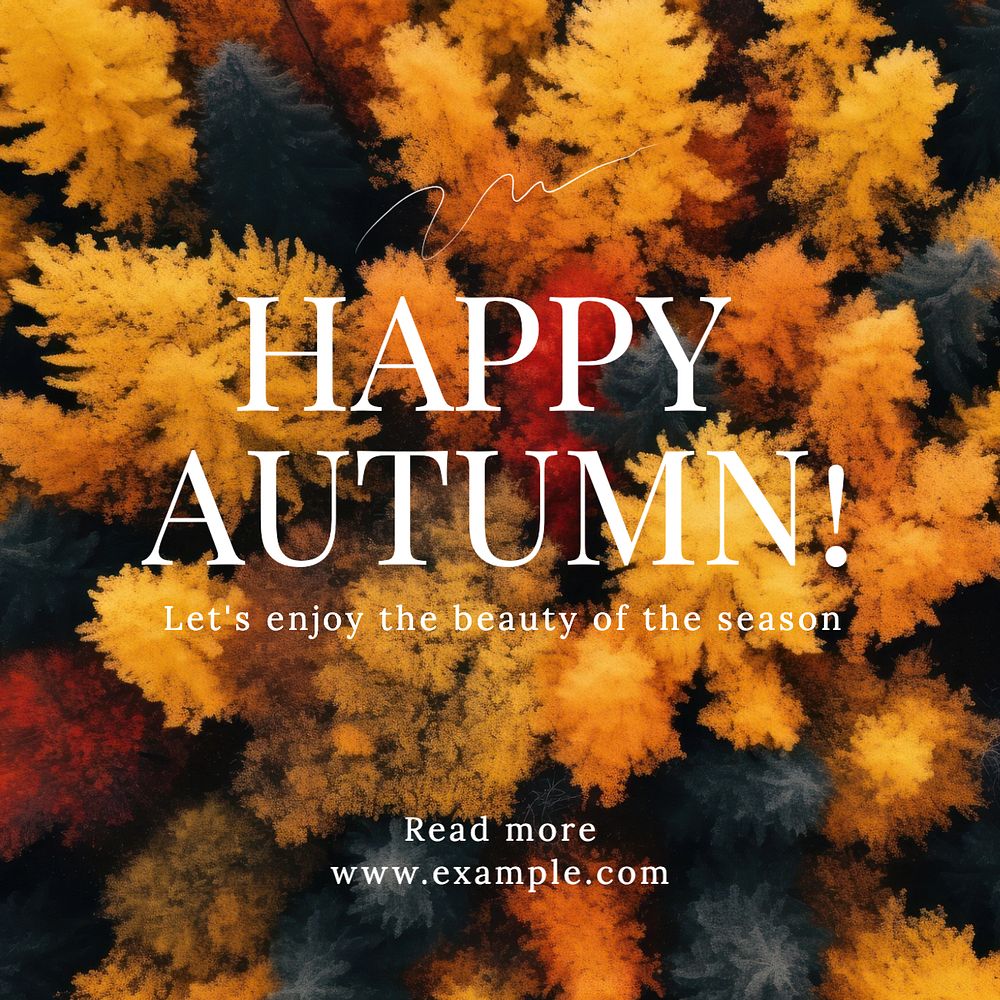 Happy autumn Instagram post template, editable text