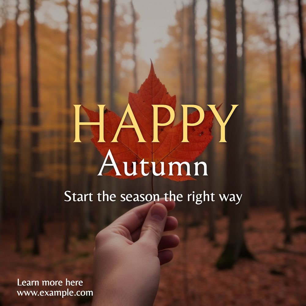 Happy autumn Instagram post template, editable text