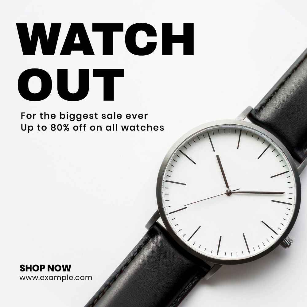 Watch sale Instagram post template, editable text