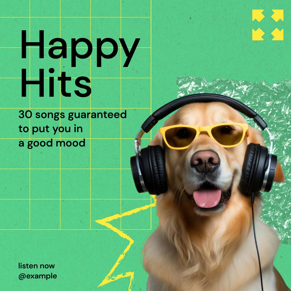 Happy hit music Instagram post template, editable text