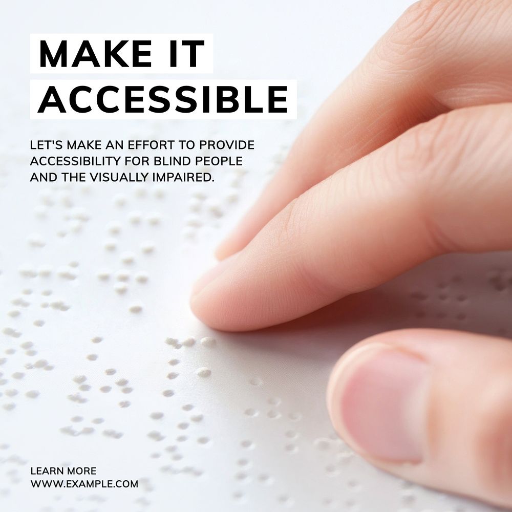 Blind accessibility Instagram post template, editable text