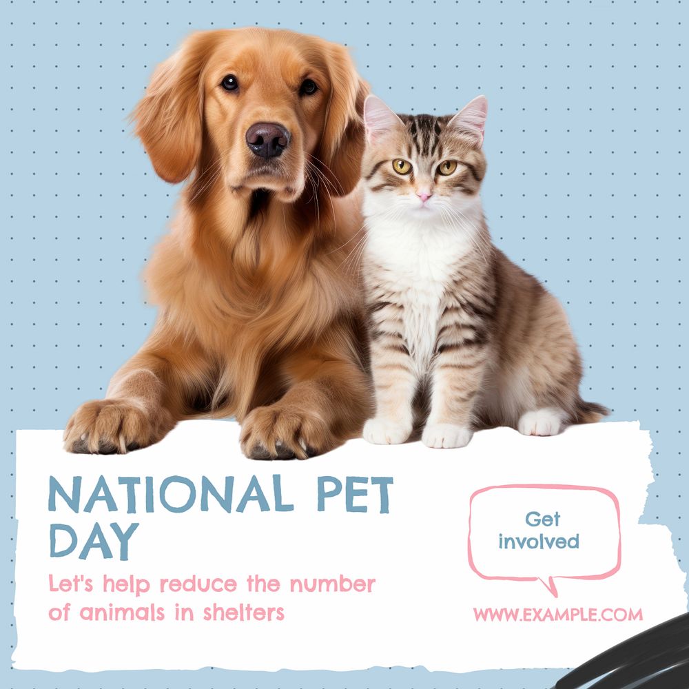 National pet day Instagram post template, editable text