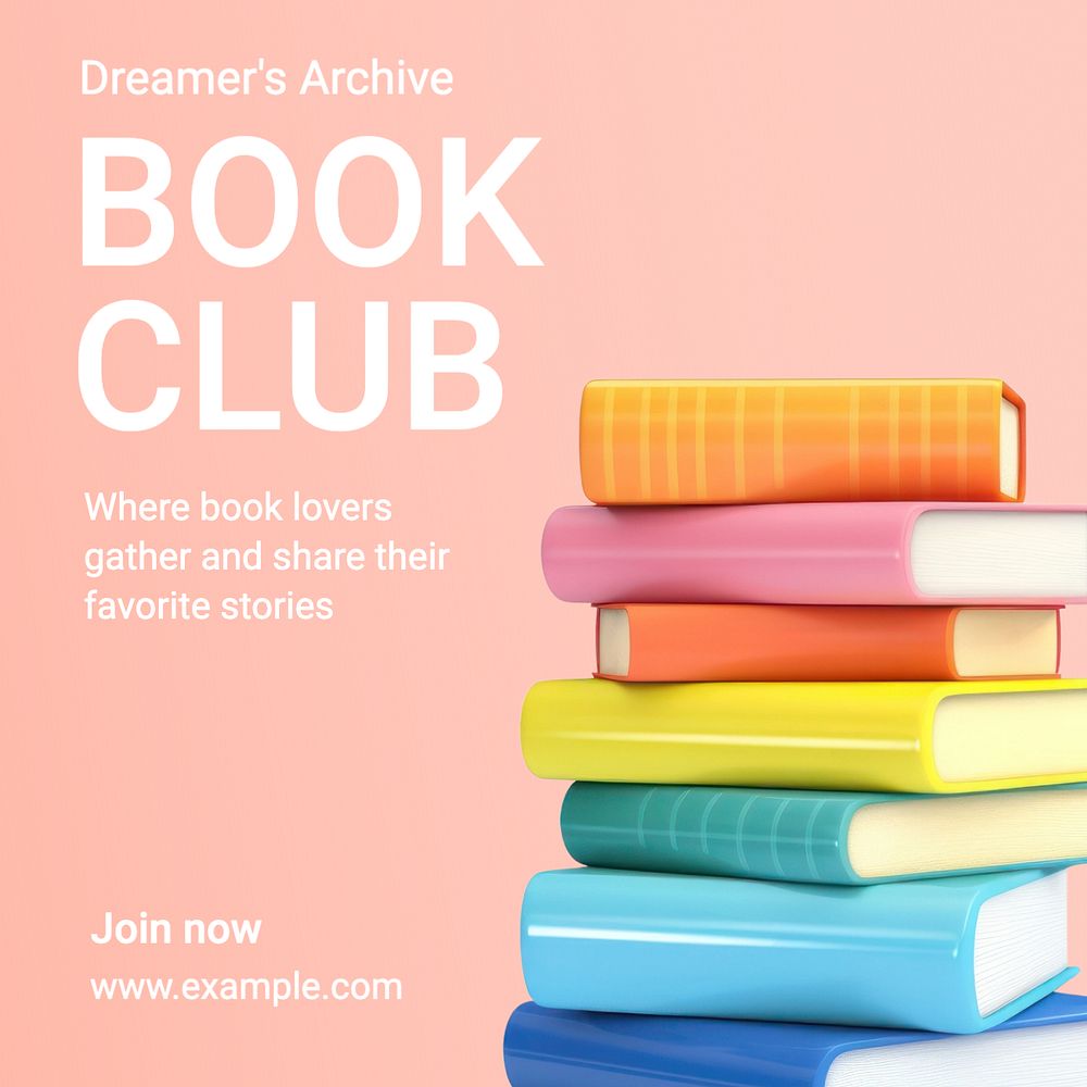 Book club Instagram post template, editable text