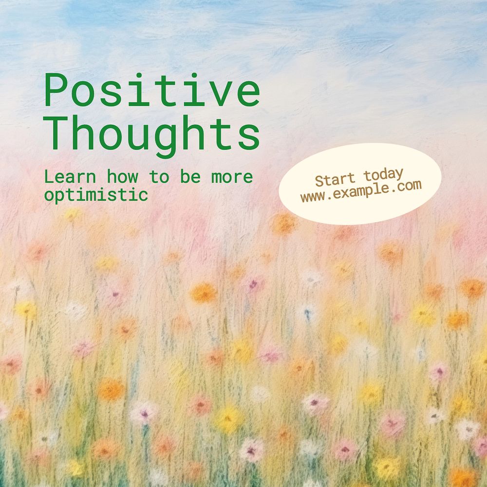 Positive thoughts Instagram post template, editable text