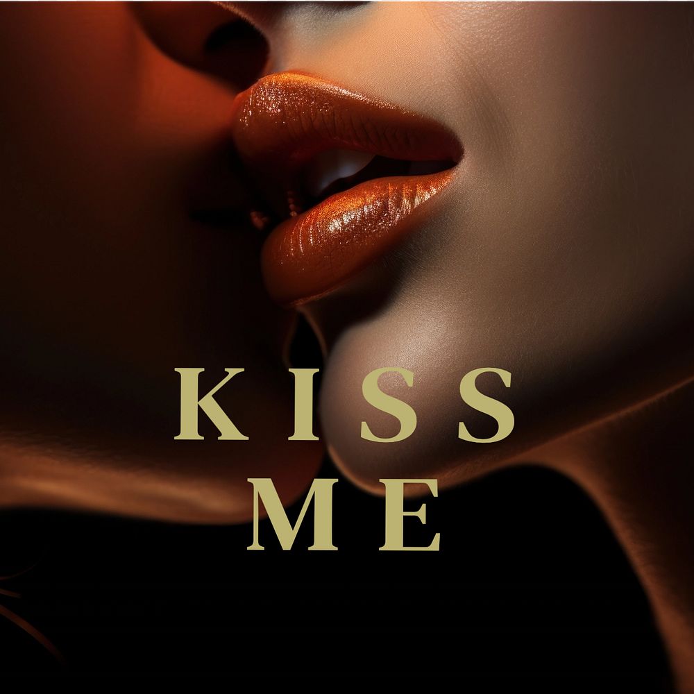 Kiss me Instagram post template, editable text