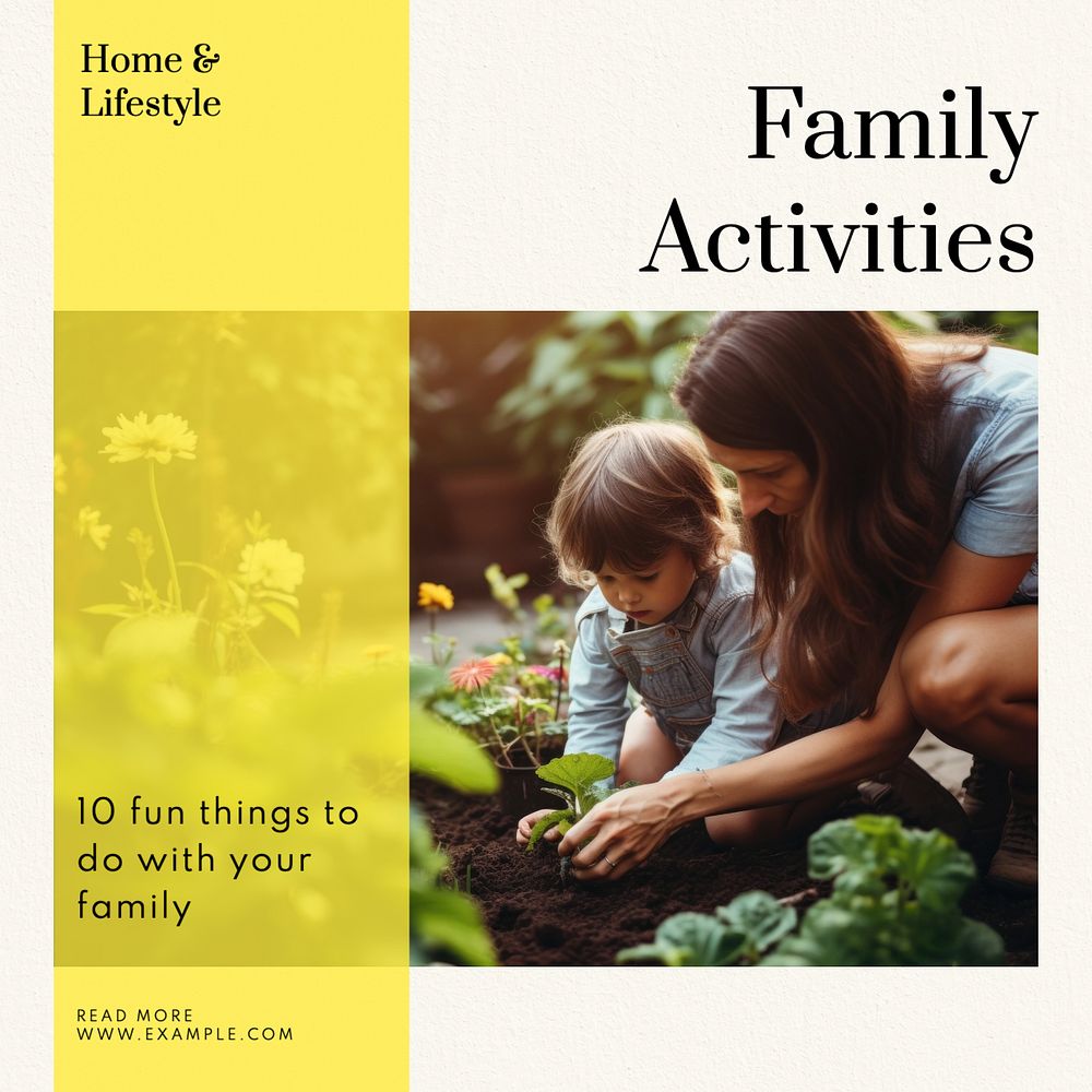 Family activities Instagram post template, editable text