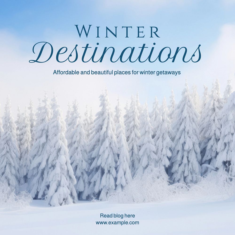 Winter destination Instagram post template, editable text