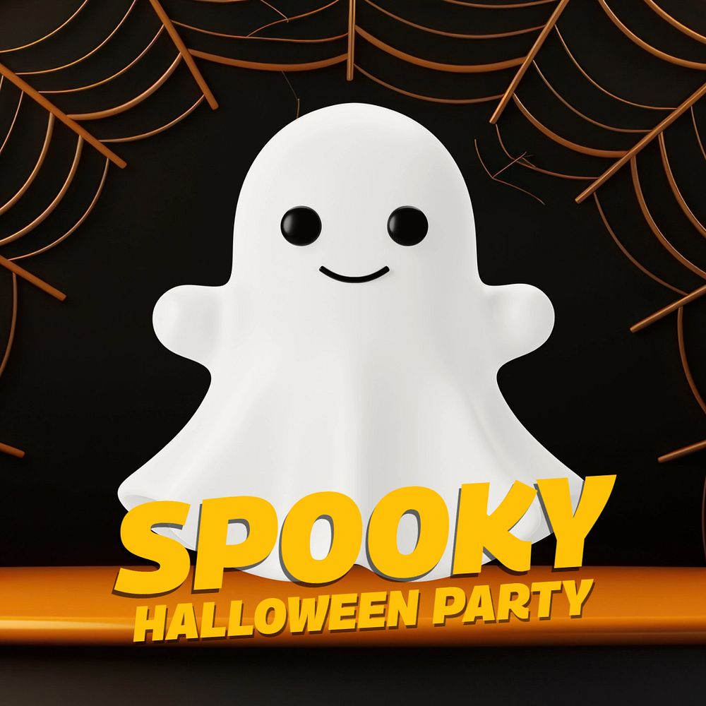 Spooky halloween party Instagram post template, editable text