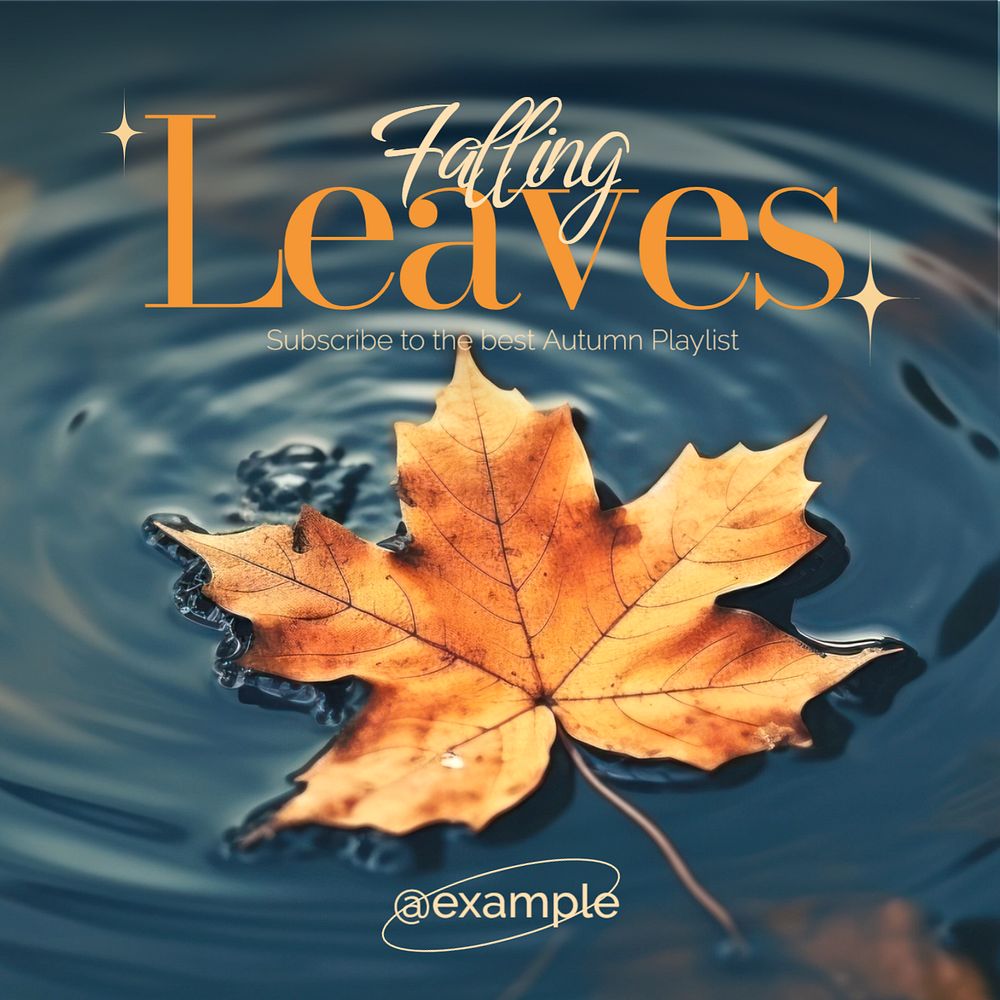 Autumn music playlist Instagram post template, editable text