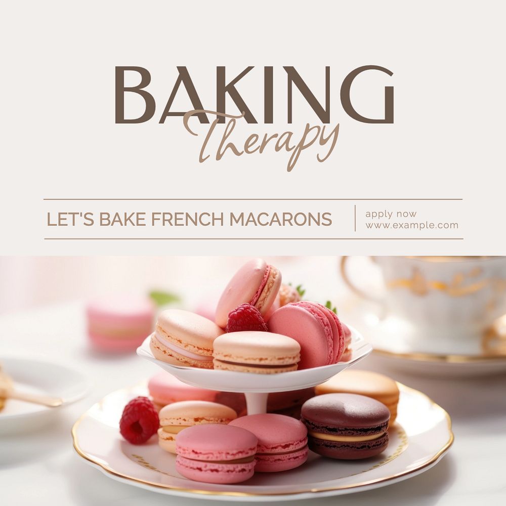 Baking hobby Instagram post template, editable text