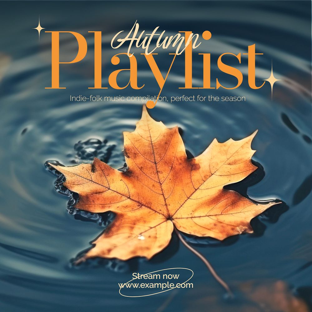 Autumn playlist Instagram post template, editable text