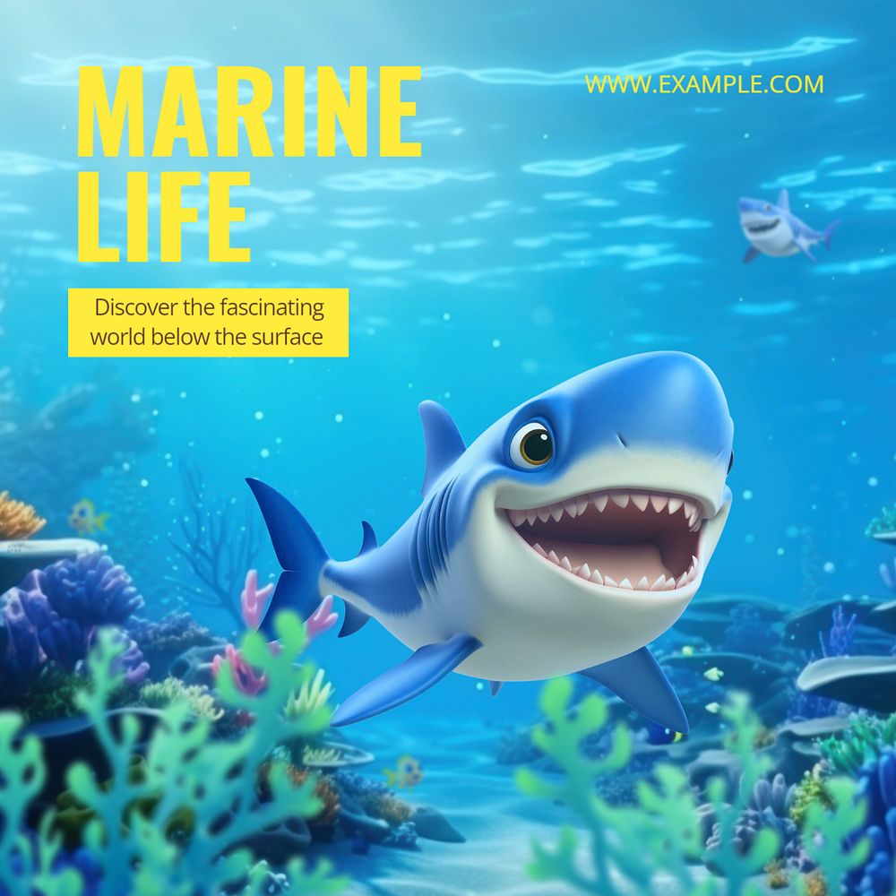 Marine life Instagram post template, editable text