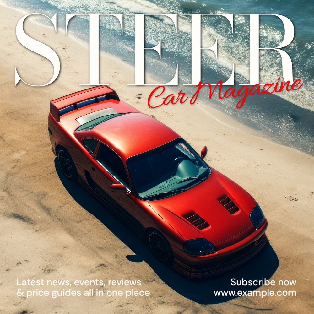 Car magazine Instagram post template, editable text