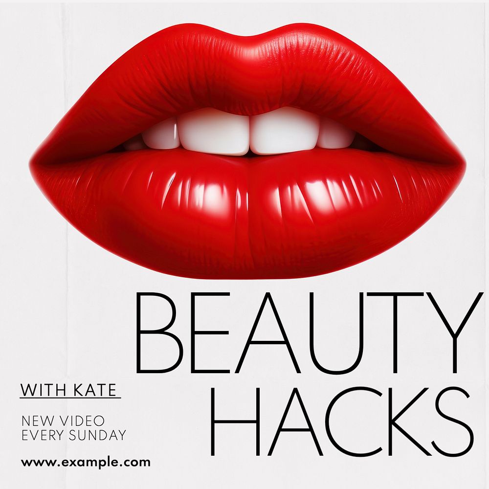 Beauty hacks Instagram post template, editable text