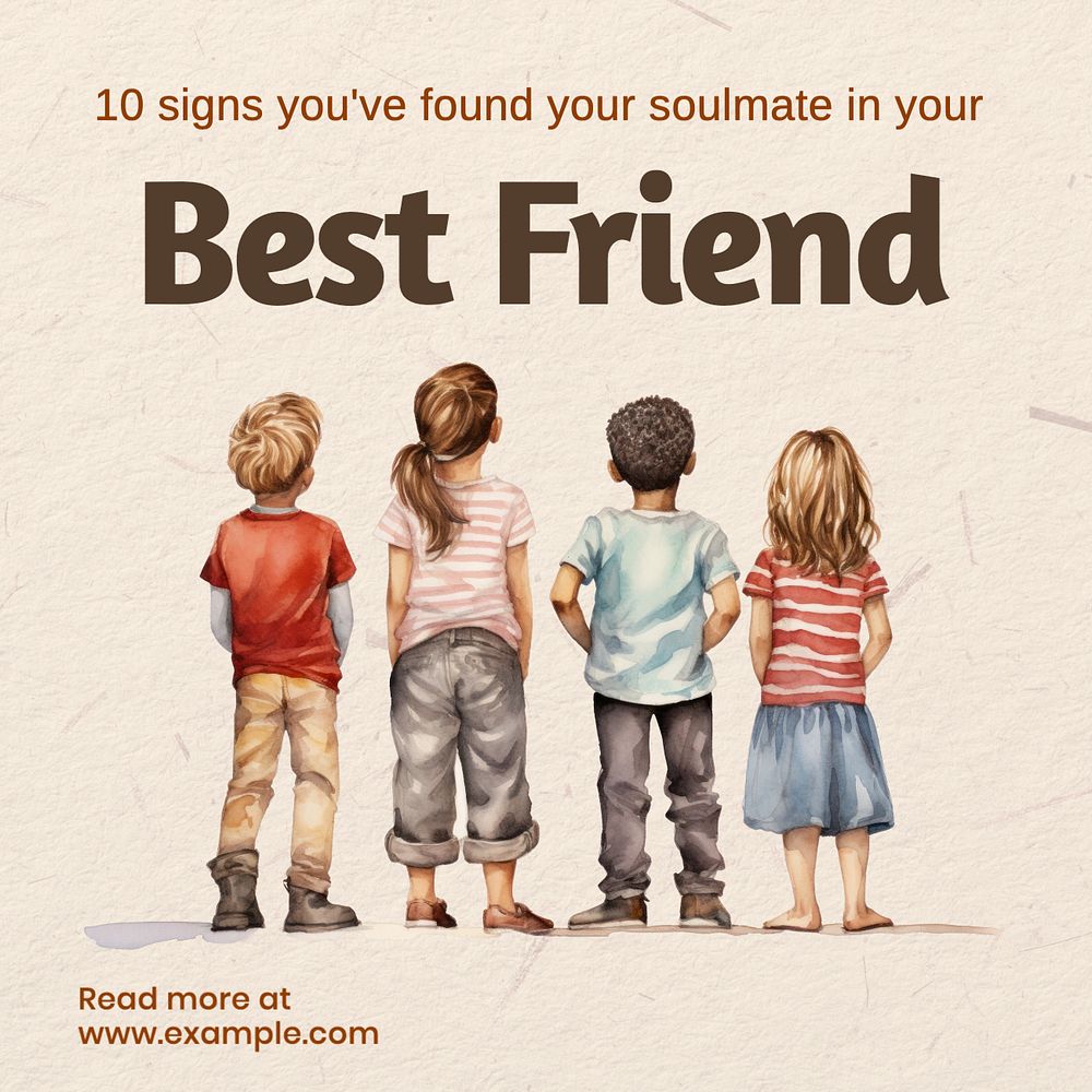 Best friend Instagram post template, editable text