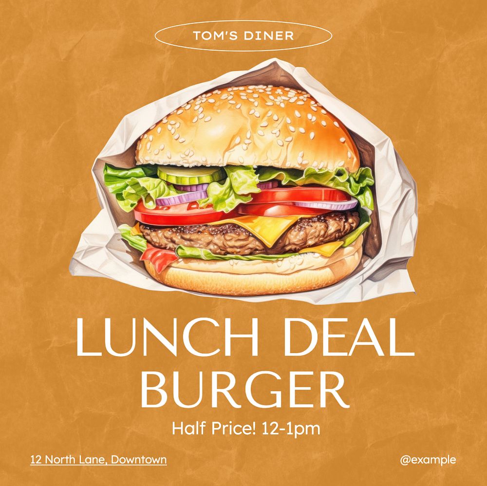 Lunch deal Instagram post template, editable text