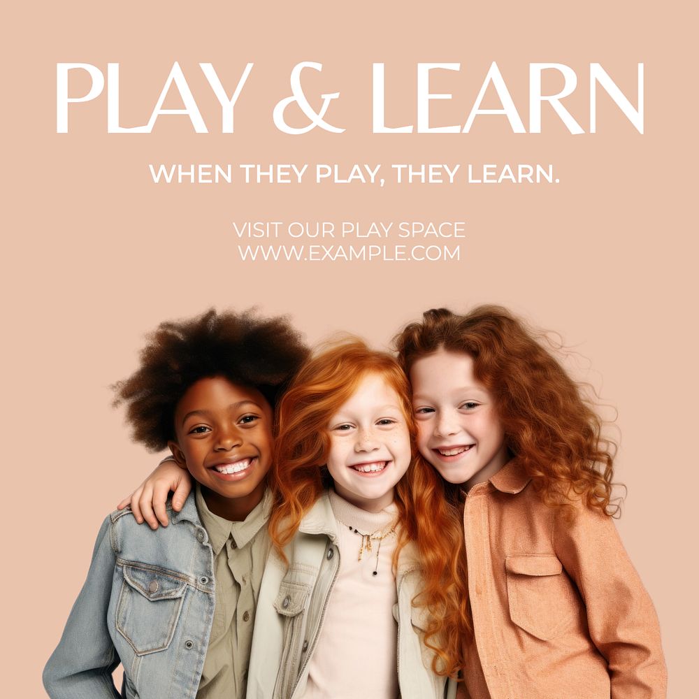 Play & learn Instagram post template, editable text