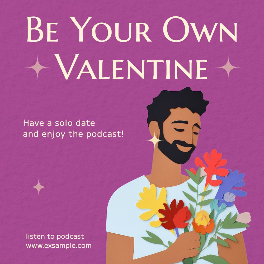 Self-love podcast Instagram post template, editable text