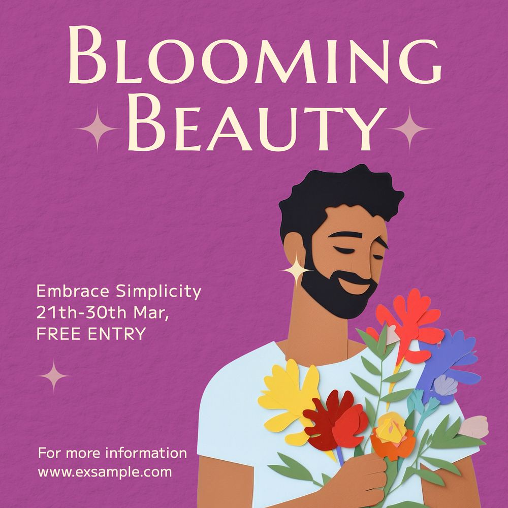 Blooming beauty Instagram post template, editable text