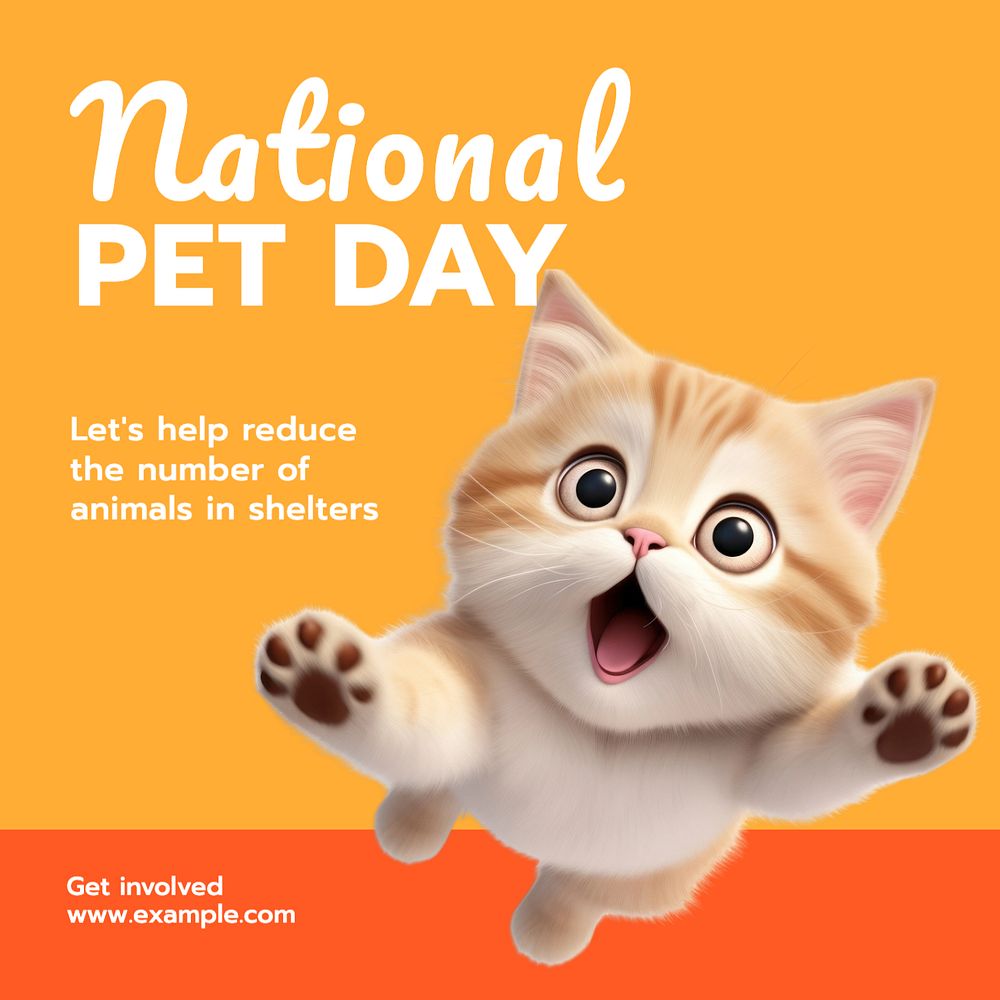 National pet day Instagram post template, editable text