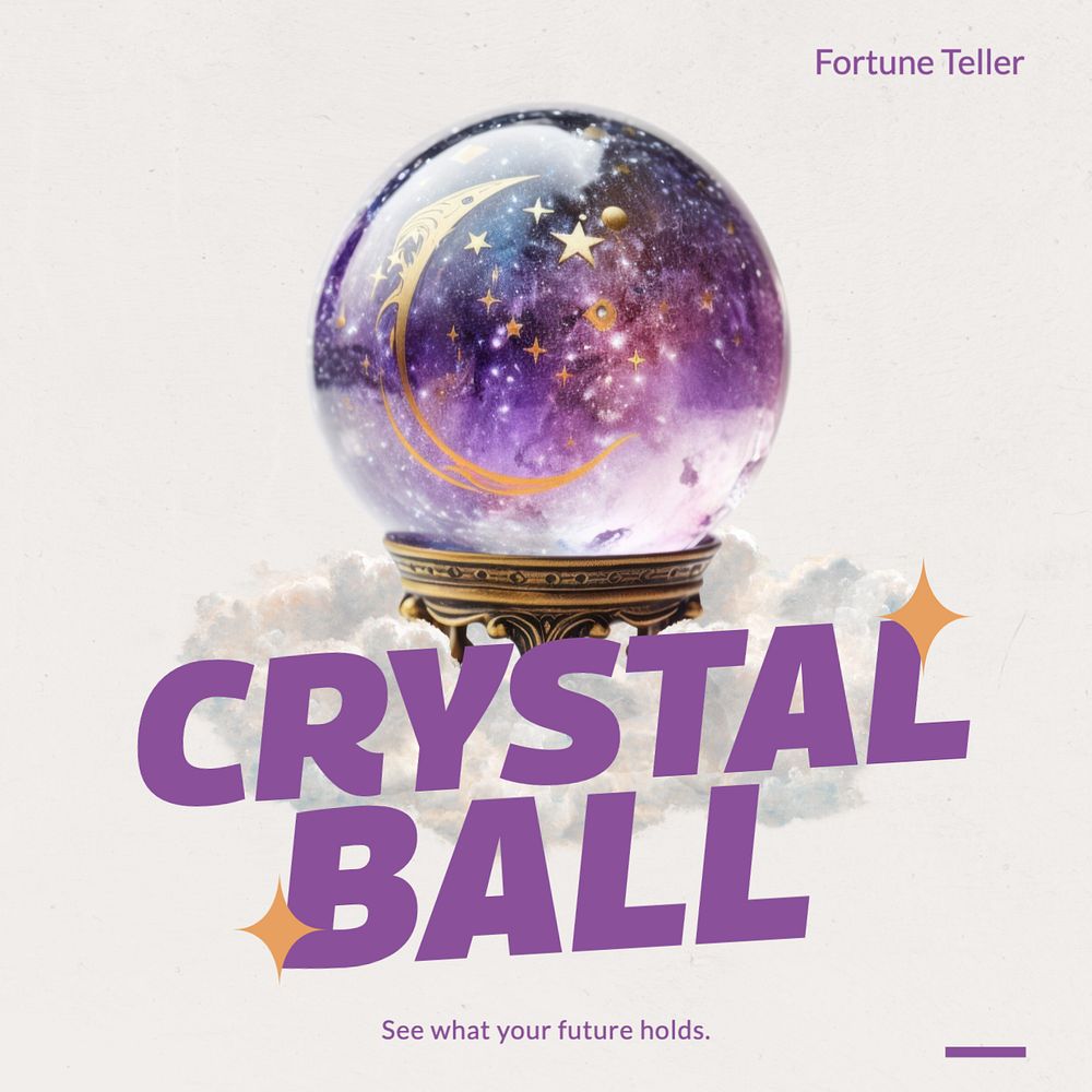 Crystal ball Instagram post template, editable text