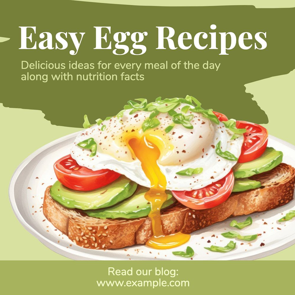 Easy egg recipes Instagram post template, editable text