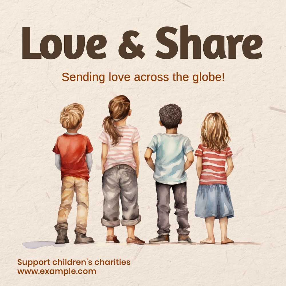 Children charities Instagram post template, editable text