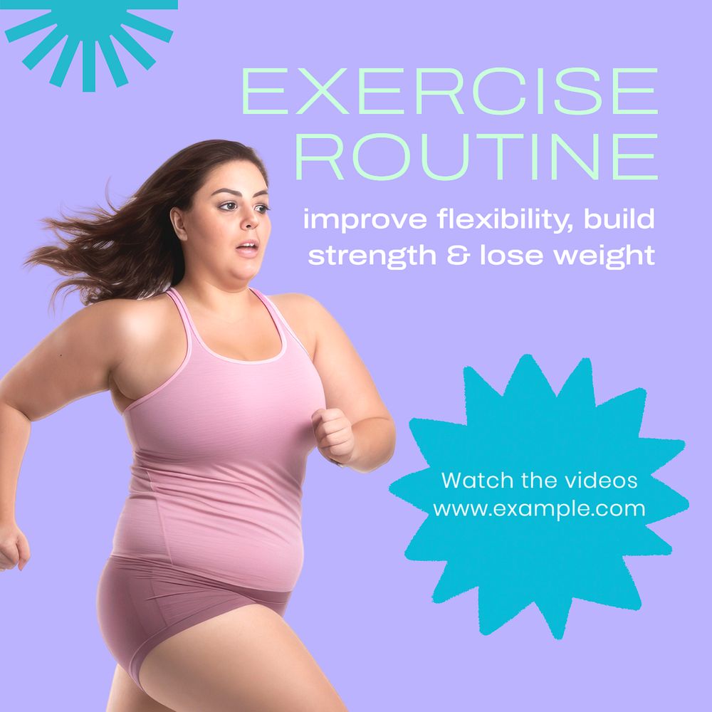 Exercise routine Instagram post template, editable text