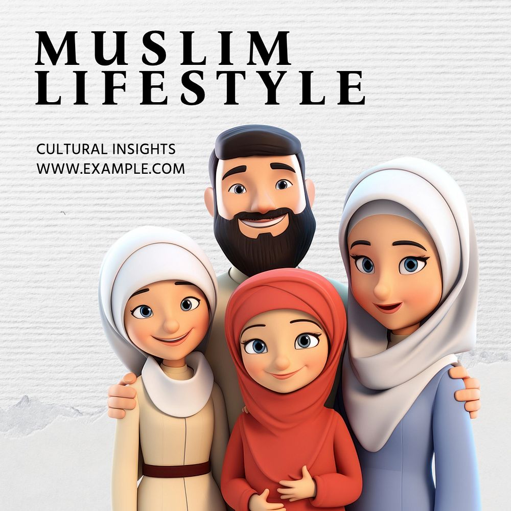 Muslim lifestyle Instagram post template, editable text