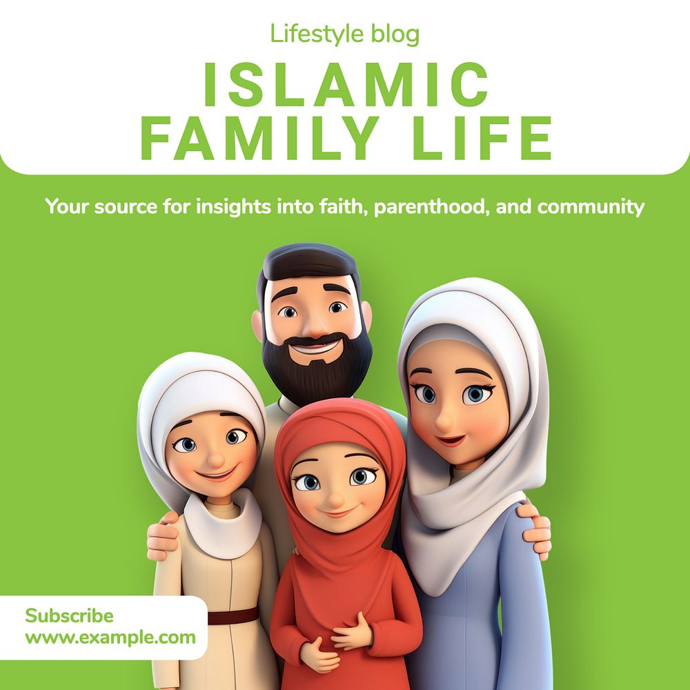 Islamic family Instagram post template, editable text