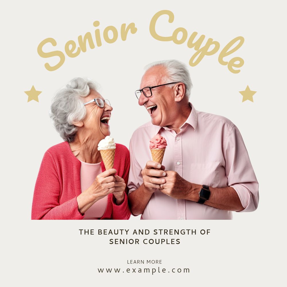 Senior couple Instagram post template, editable text