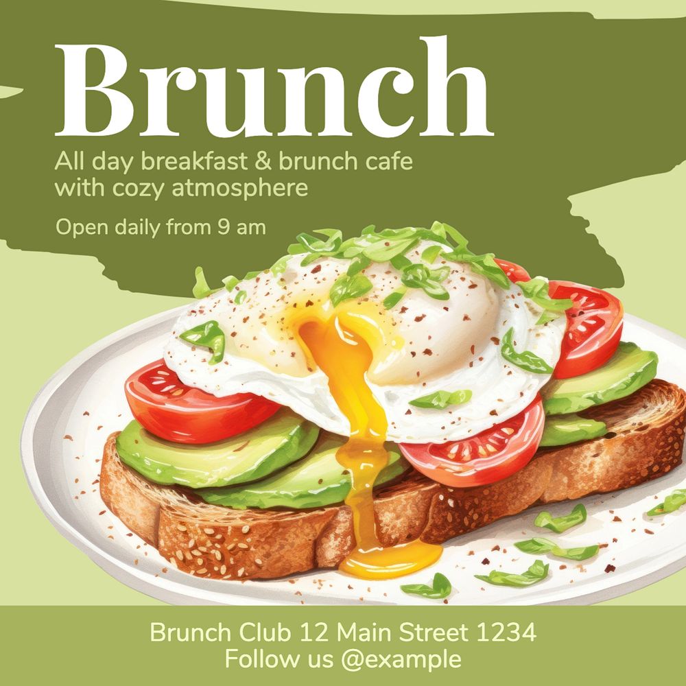 Brunch Instagram post template, editable text