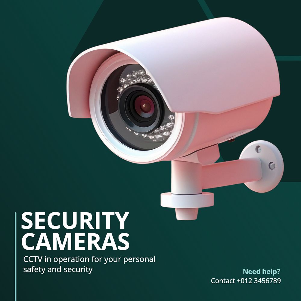 Security cameras Instagram post template, editable text