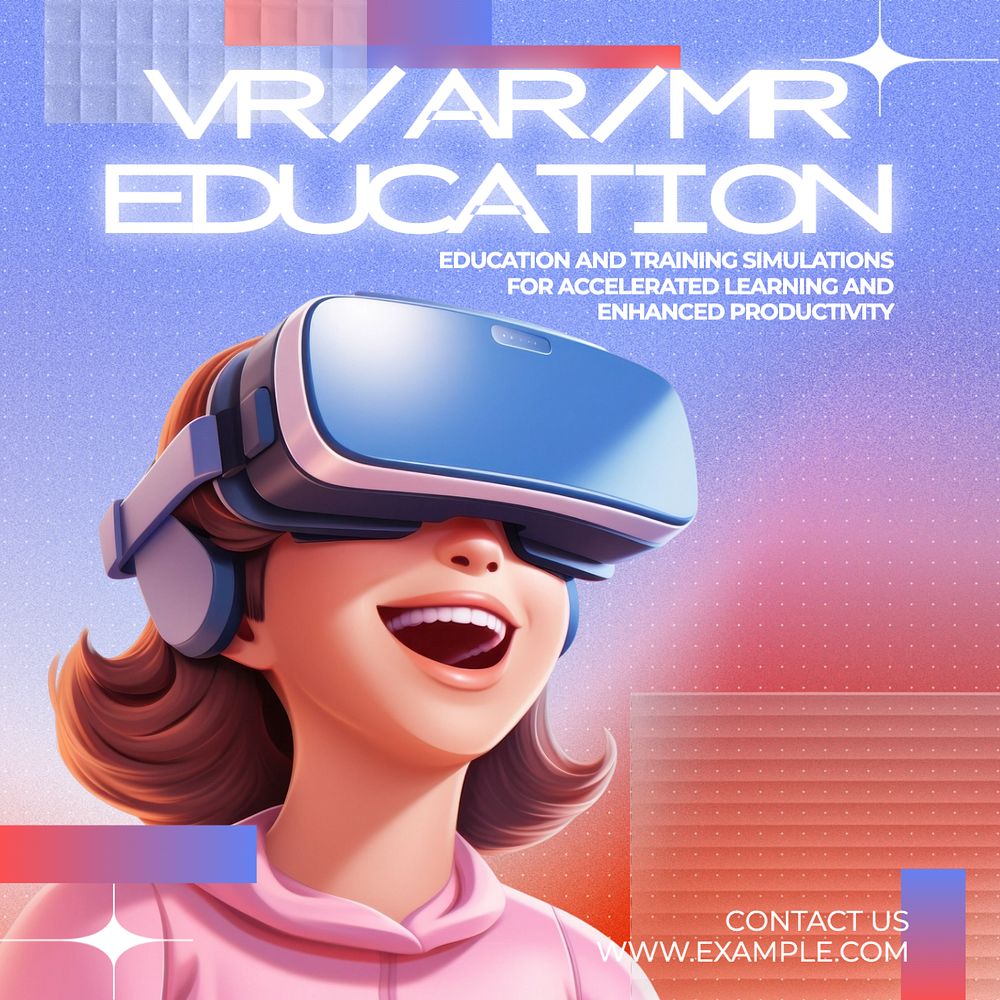 VR education Instagram post template, editable text