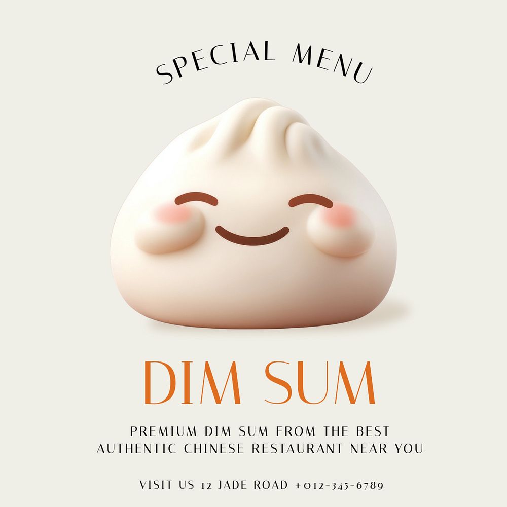 Dim sum Instagram post template, editable text